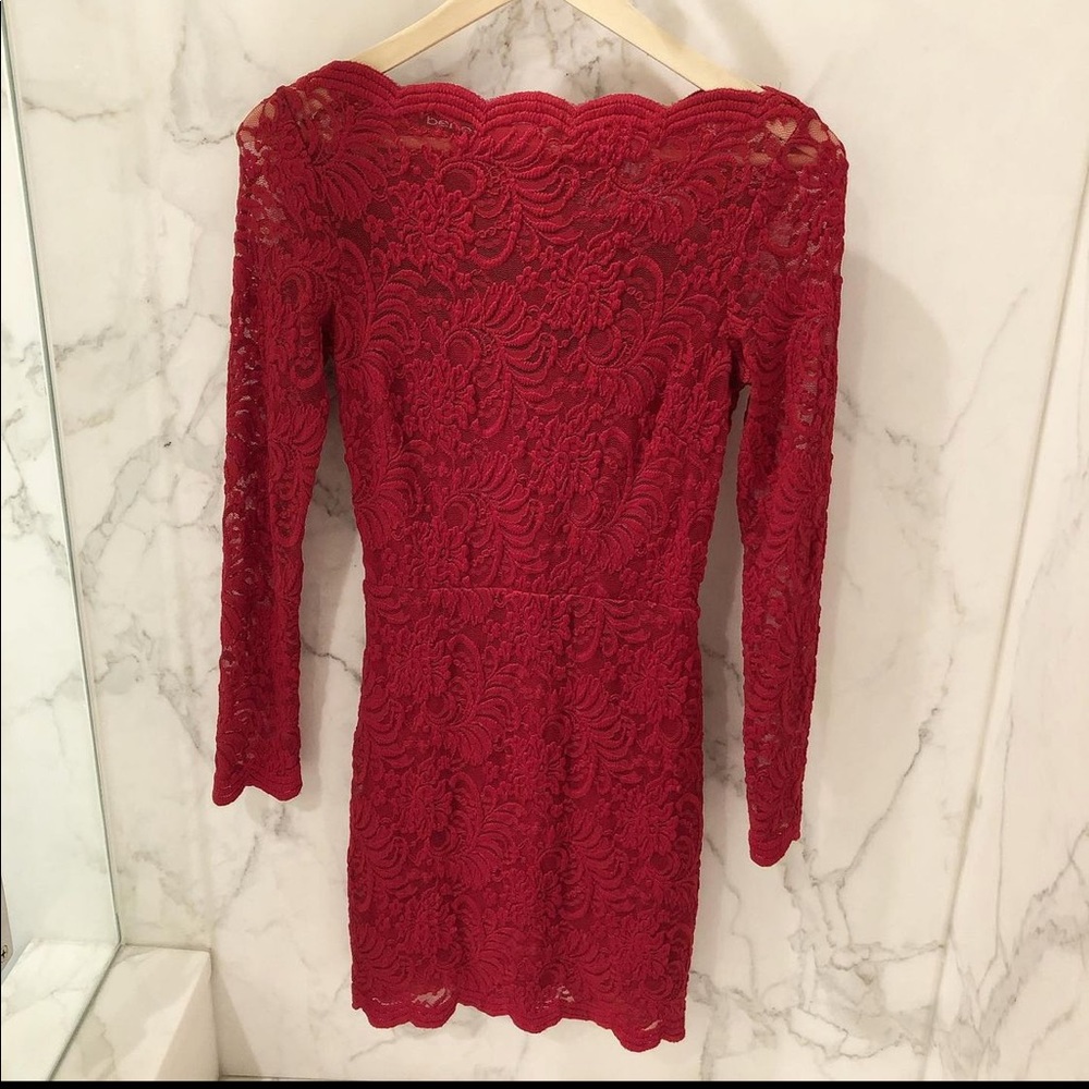 Bebe Red Lace Dress XS